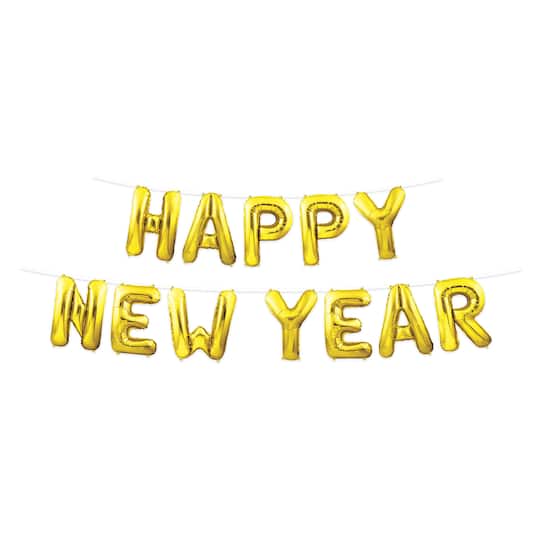 Beistle 12ft. Gold Happy New Year Balloon Streamers, 2ct.